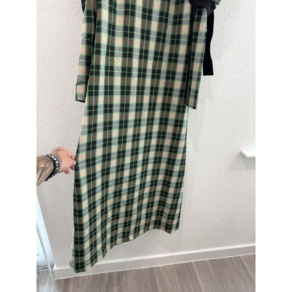 Julia Allert Size Medium Green Plaid Midi Dress Dark Academia Fall Pockets NWT - Picture 4 of 12